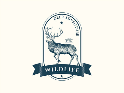 Illustration deer wild life vintage logo