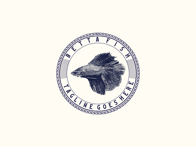 vintage hand draw betta fish logo