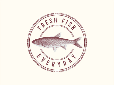 vintage hand draw tuna fish logo budge cafe drawing engraving fish fisher food fresh hand identity label logo logotype meal retro seafood store template tuna water