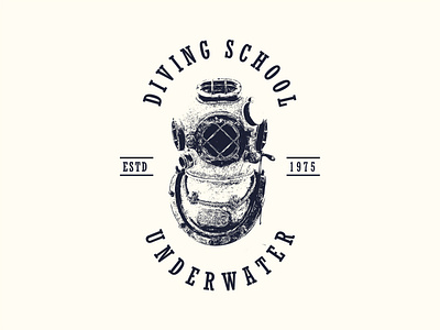 Vintage diving helmet logo