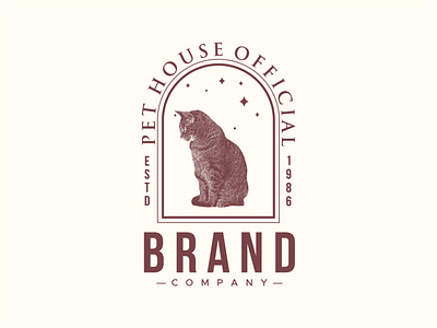 cat vintage logo illustration