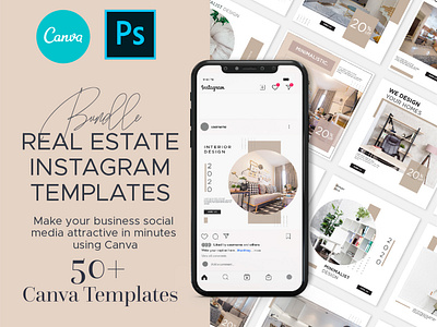 Interior Design Canva Template branding bundle canva design discount furniture instagram instagram stories interior minimalist modern post promotion real estate shop social media social media post template web