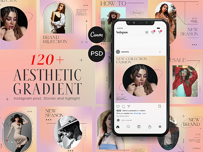 Instagram Gradient Aesthetic Insta PSD + Canva