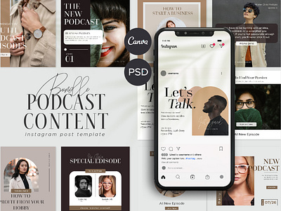 Instagram content marketing template branding fashion instagram marketing podcast post template