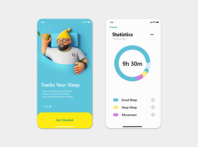 Sleep tracking mobile app adobexd app design ui