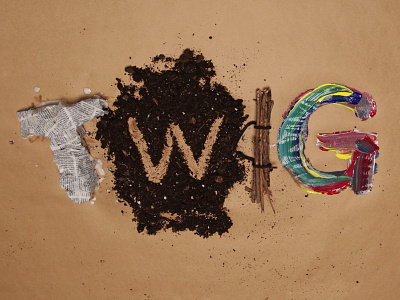 TWiG construction design dirt hand lettering paint papermache type