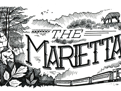 The Marietta Traveler hand drawn ink masthead type