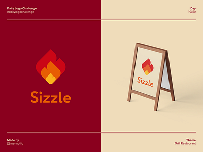 Sizzle - Grill Restaurant Logo - Daily Logo Challenge branding daily logo challenge design fire flame grill logo logo challenge restaurant vector