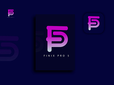 Finix pro 5 f and p modern lettermark logo design
