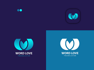 word love modern w letter mark logo design