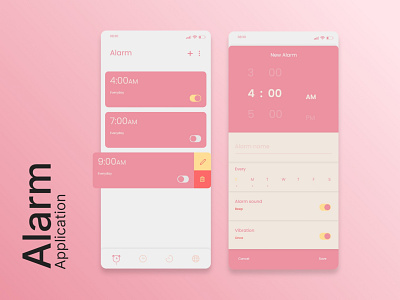 Alarm Application alarm alarm application mobile application mobile apps trendy design ui uiux ux