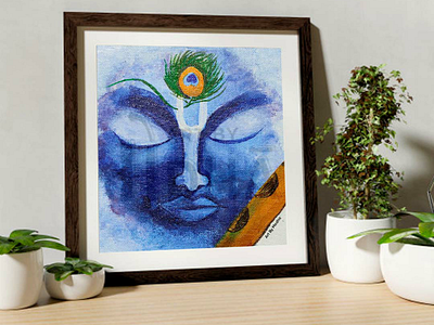 Lord Krishna Painting acrylic on canvas acrylicpainting art canvas canvas art decor ideas desk decore dribble gift gift ideas home decor illustration krishnapainting painting