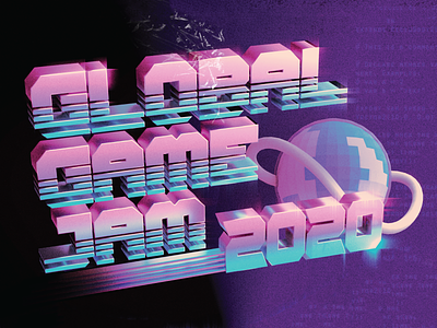 Global game Jam 2020 - Logo 3d modeling 3d typography poster design vapor wave