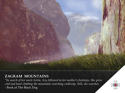 Kur - Zagram Mountains Location 2 card art digital painting game design kur landscape story