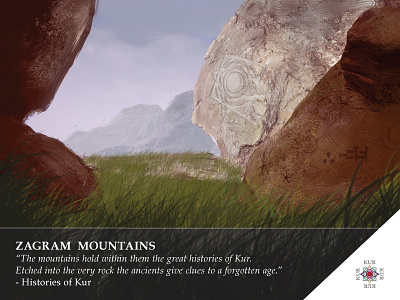 Kur - Zagram Mountains Location 3 card art digital painting game design kur landscape story