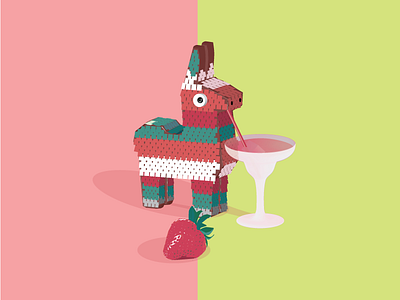 The Thirsty Pinata Strawberry margarita pinata vector