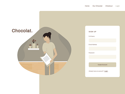 Daily UI : 001 - Chocolat daily 100 challenge dailyui dailyuichallenge design illustration minimal signup ui uiux vectors web website