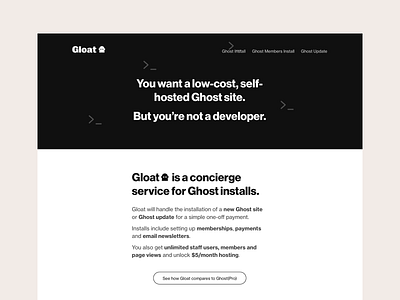 Gloat homepage blog ghost homepage landing marketing productized