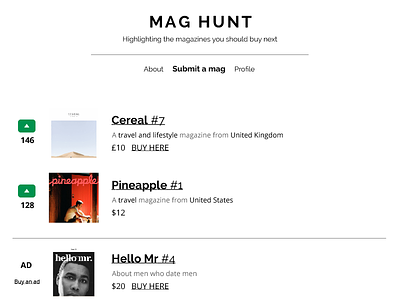 Mag Hunt rank page magazines maghunt