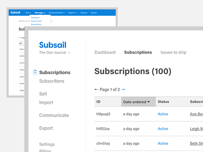 A simpler Subsail clean dashboard subsail ui white