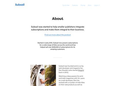 About Subsail + me about coffee indie magazine magazines saas subsail tropical