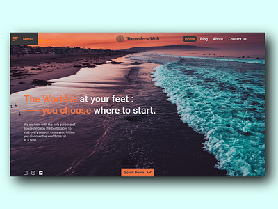 Landing page for travel website.