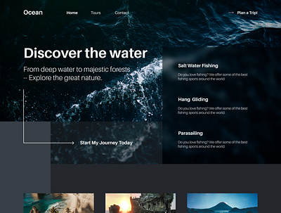 OCEAN - Travelling landing page branding dark theme design holiday minimal ocean planning sea travel ui ui design ux vacation web web design web ui website