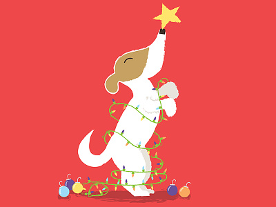 Happy Pawlidays christmas dog holidays illustration waui design