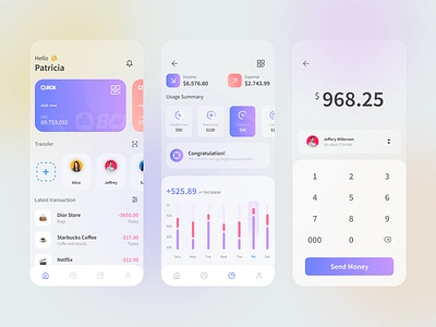 Mobile Banking UI Design Concept ewallet finance app financial management glassy mobilebanking money app ui uidesigns uiux ux