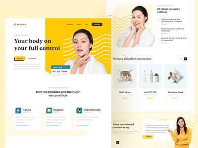 Beautify - Women Beauty Care beauty header design header exploration landingpage ui uidesign uiuxdesign uxdesign website design websitedesign women yellow