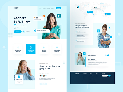 oobrol - New Chatting Platform Website blue blue and white chatting app cleanui landingpage maps minimal web design privacy socialmedia ui uidesign uiux ux uxdesign web webdesign website website design