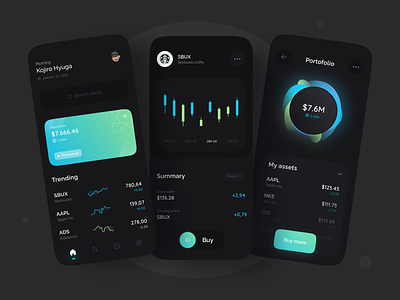 Dark Mode Trading Apps - UI Design Concept