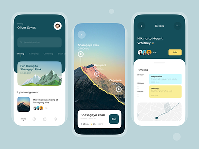 Hiking Apps UI Design Concept camping cleanui green hiking hikingapps mountain nature tracking ui uidesigns uiux uiuxdesign ux uxdesign yellow