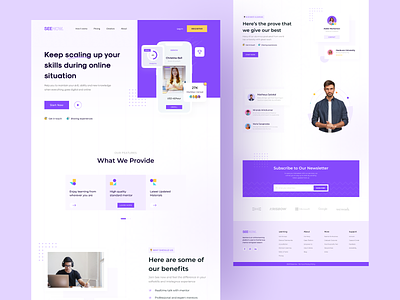 Seenow - E-Learning Platform Landing Page course landingpage landingpagedesign onlinecourse onlinemeeting purple purple website schoolfromhome socialdistancing streaming studying ui uidesign uiux uiuxdesign ux uxdesign website website design workfromhome