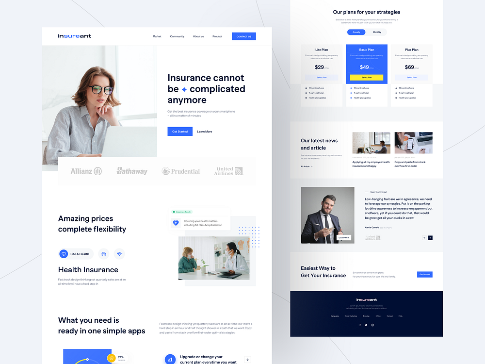 Insurance Service Landing Page by Firman Jabbar 🐲 for Vektora on Dribbble