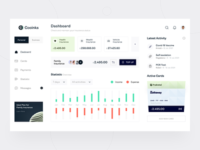 💰 Cooinks - Insurance Management Dashboard cleanui dashboard health health dashboard insurance insurance dashboard ui uidesign uiux ux uxdesign webapps