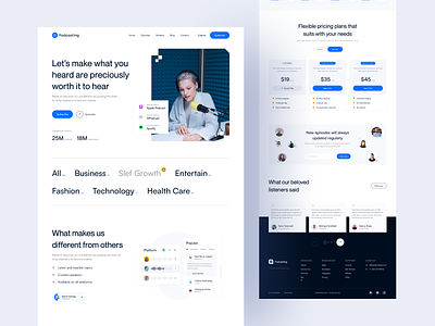Podcasting - Podcast Landing Page Design clean design landing page podcast landing page podcast website ui design uiux design web design website design