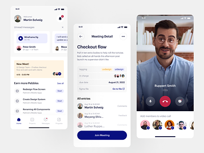 Task Manager Mobile Apps – Exploration face time ios ios app kanban message messaging mobile apps online meeting task manager apps team work ui uidesign uiux ux uxdesign video call