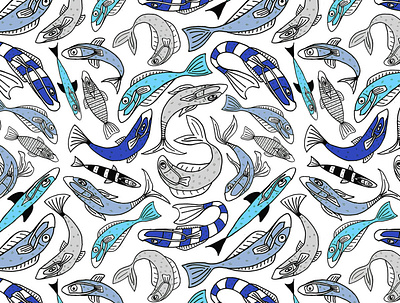 Andalusian fish against covid art blue covid design drawing fish handmade illustration masks pattern pattern design photoshop stationary surface design textile design wallpaper