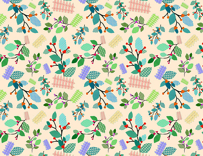 Spanish homophones: Berries (bayas) and fences (vallas) art collage design drawing gnivaria illustration pattern pattern design stationery surface design textile design wallpaper