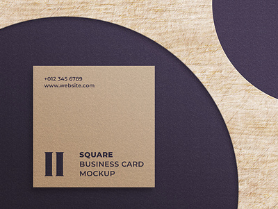 Top View Square Business Card Mockup business card design luxury mockup paper plywood purple square style top view velvet wood