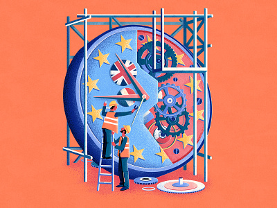 Let the Countdown Begin character characterdesign clock clockwork construction countdown drawing editorial eu graphic illustration texture time vector