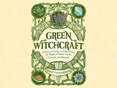 Green Witchcraft character crystals design drawing editorial graphic herbs illustration lettering magic retro texture tinctures typography witchcraft
