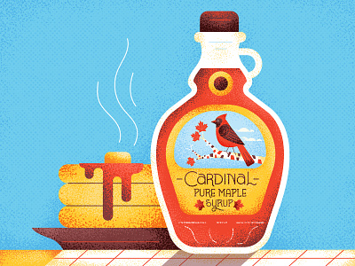 Cardinal Maple Syrup breakfast butter character flapjacks food graphic illustration lettering maple syrup maple tree pancakes retro texture typography vector vintage