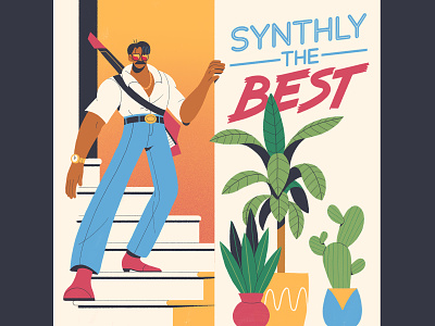 Synthly the Best building character characterdesign drawing foliage graphic guitar illustration lettering perspective plants retro succulants synth texture typography vinyl