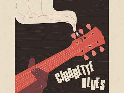Cigarette Blues character characterdesign cigarettes graphic guitar illustration lettering music smoke texture typography vector
