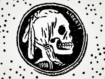 Hobo Nickel coin drawing skull usa