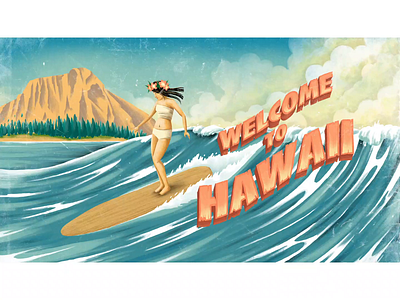Riss animation cel animation character digitalpainting drawing graphic illustration motiongraohics ocean retro surfing typography vintage