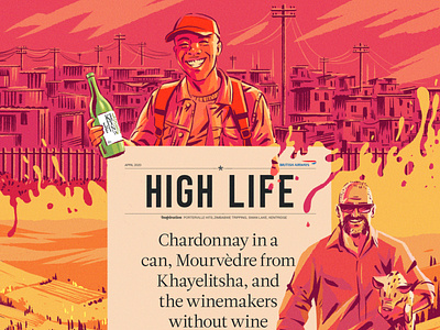 Highlife Magazine character characterdesign dog drawing editorial graphic illustration landscape liquid pig texture townships typography vineyards wine winemakers