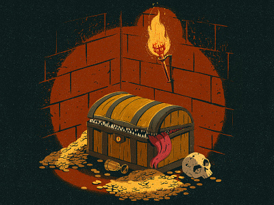 Mimic adventure brushes chest coins drawing flame goblet graphic hidden illustration money skull teeth texture tongue treasure
